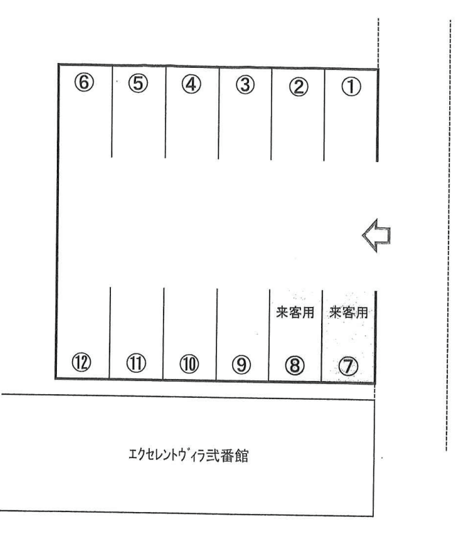 中妻２丁目第２駐車場の駐車配置図