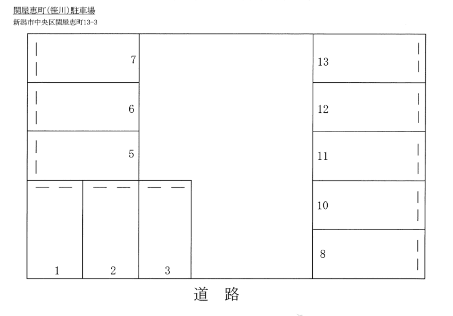 関屋恵町（笹川）駐車場の駐車配置図