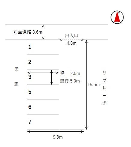 細田第30モータープールの駐車配置図