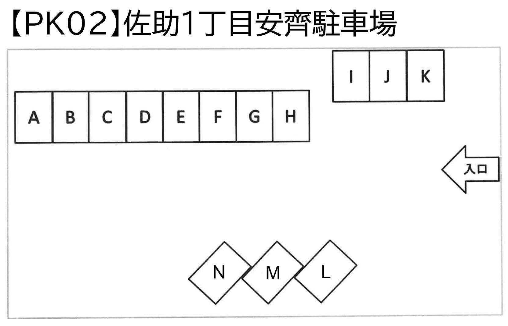 【PK02】佐助1丁目安齊駐車場の駐車配置図