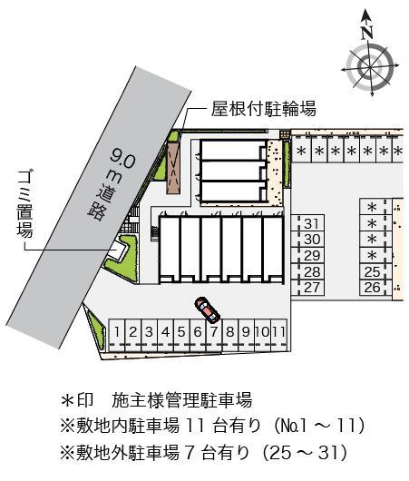 クレイノエスポワール(55972)　敷地外駐車場の駐車配置図