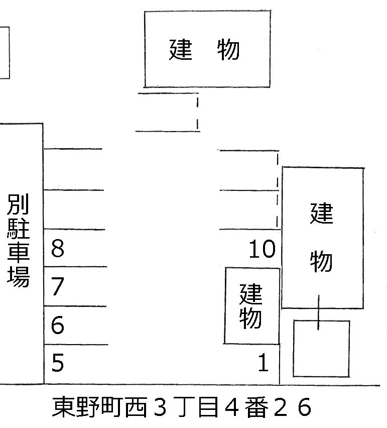 東野町西３丁目４番２６の駐車配置図