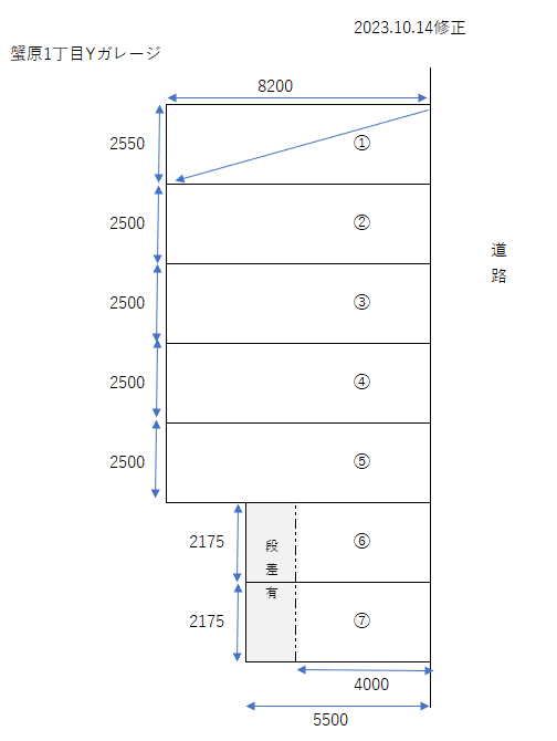 蟹原1丁目Yガレージの駐車配置図