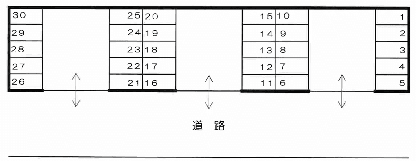 ヤマウ第４ガレージの駐車配置図