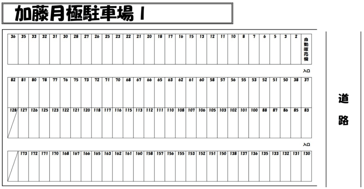 加藤月極駐車場Ⅰの駐車配置図