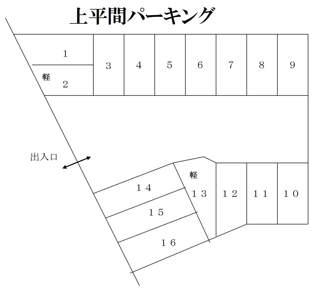 上平間パーキングの駐車配置図