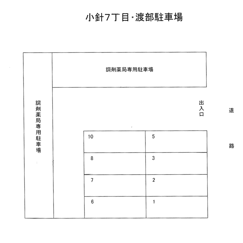 小針７丁目渡部駐車場の駐車配置図