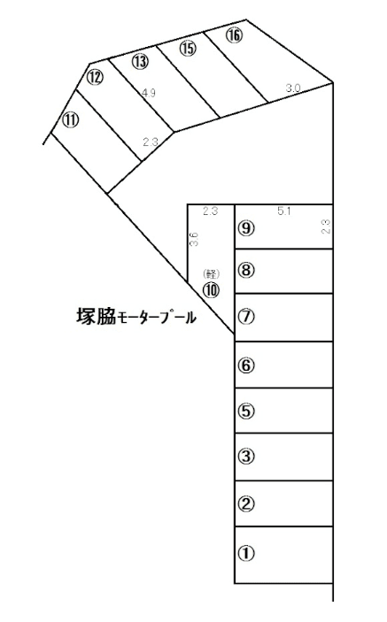塚脇 ﾓｰﾀｰﾌﾟｰﾙの駐車配置図