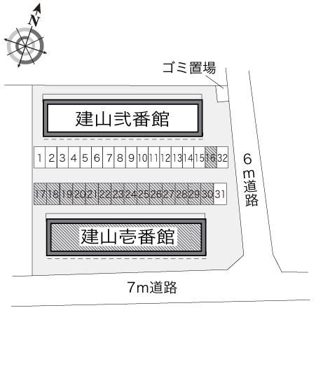 建山壱番館(10465)の駐車配置図