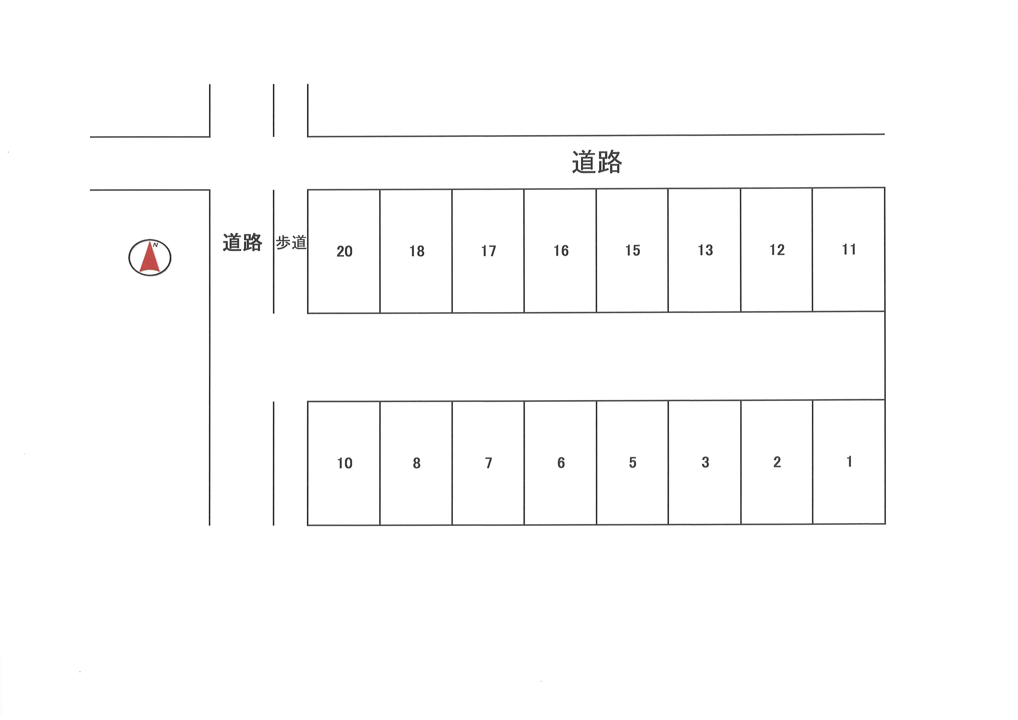天竺桂公園前駐車場の駐車配置図