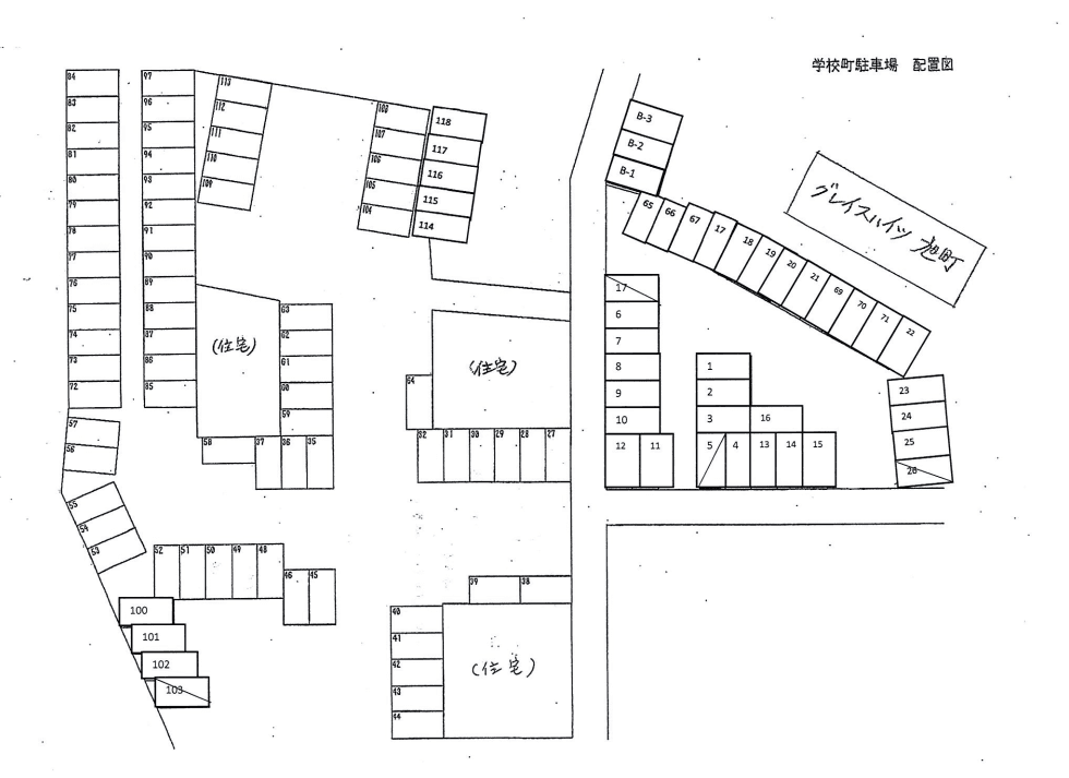 丸新学校町駐車場の駐車配置図