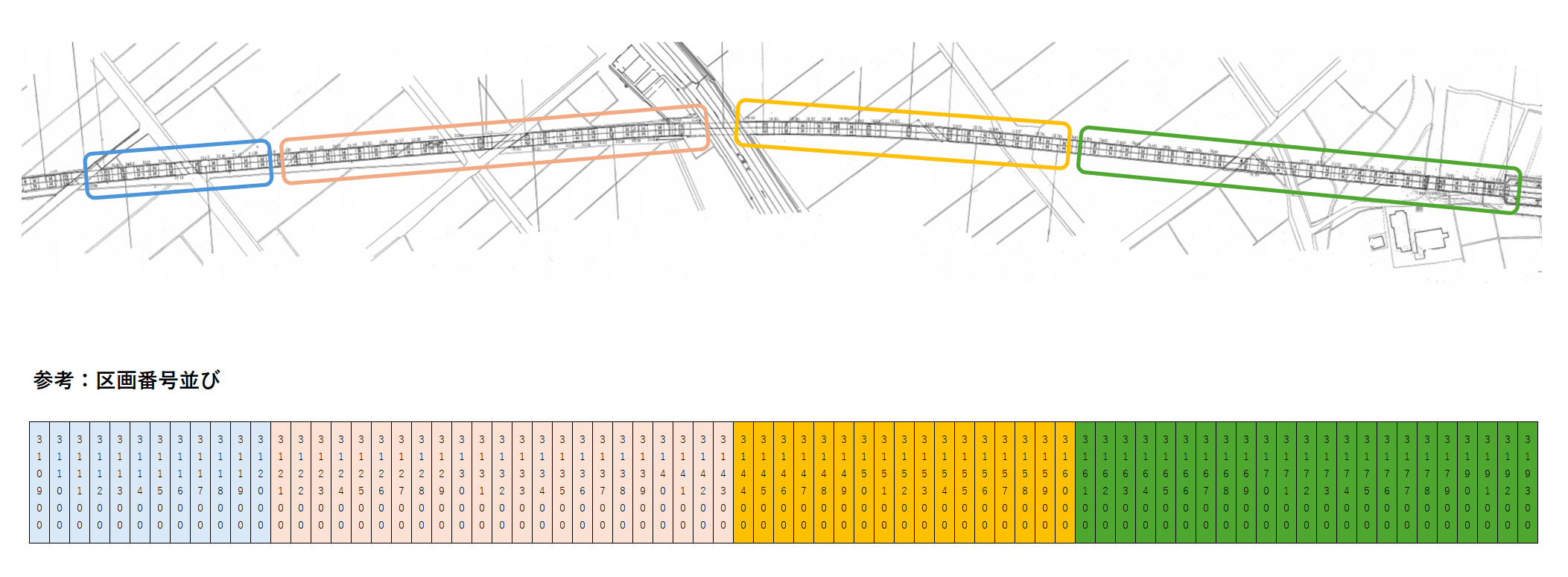 高架下17(3109-3193)の駐車配置図