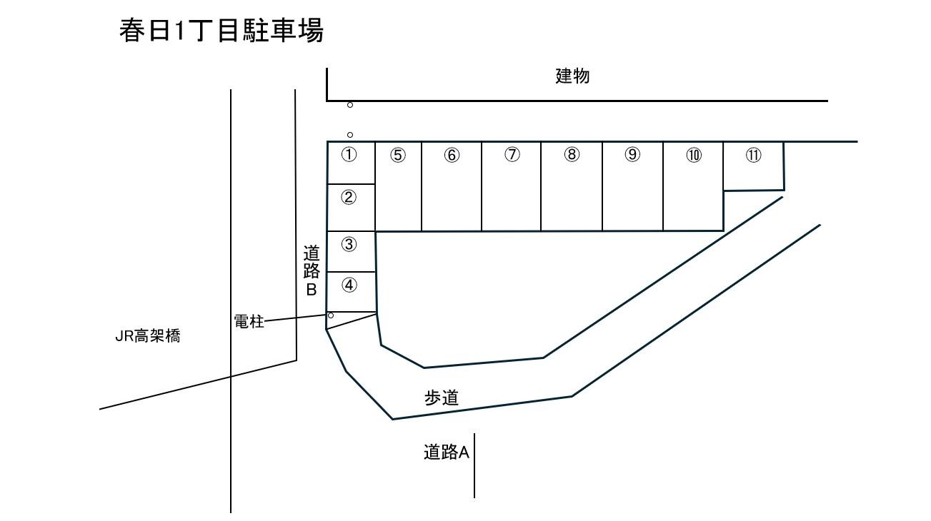 春日1丁目駐車場の駐車配置図