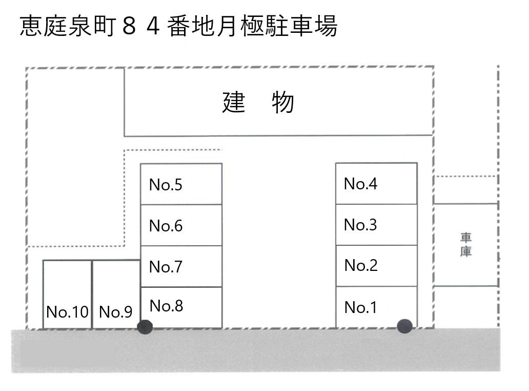 恵庭泉町８４番地月極駐車場の駐車配置図
