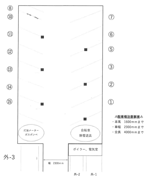 三愛コーポラス駐車場の駐車配置図