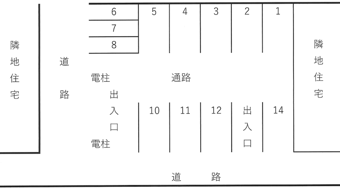 赤嶺パーキングの駐車配置図