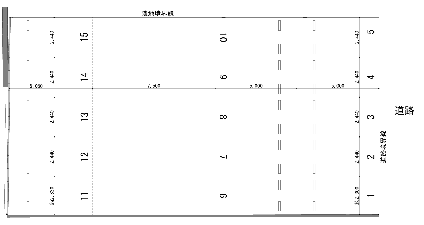 元今泉４丁目7月極駐車場の駐車配置図