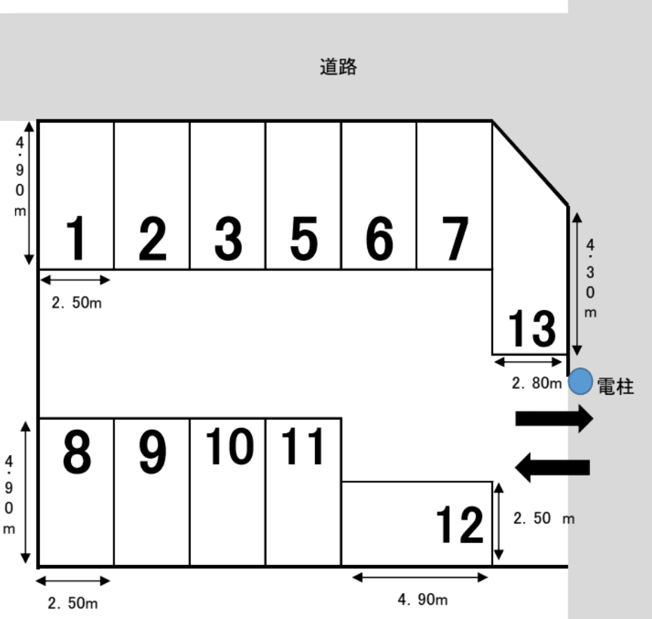 ＦＮモータープールの駐車配置図