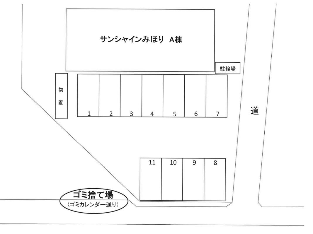 サンシャインみほりA棟の駐車配置図