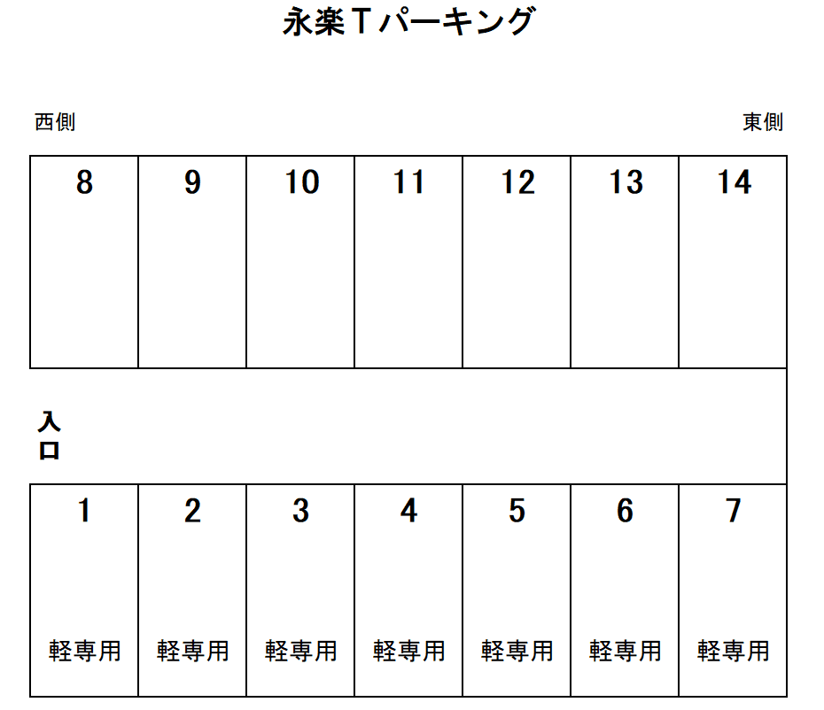 永楽Tパーキングの駐車配置図