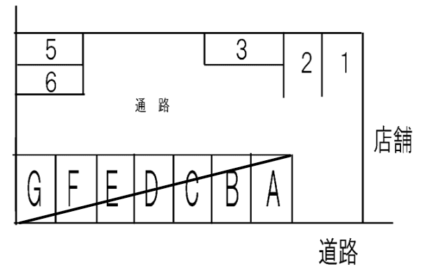 曙モータープールの駐車配置図