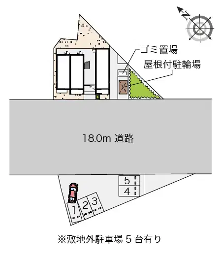 ポムールⅤ(55397)　敷地外駐車場の駐車配置図