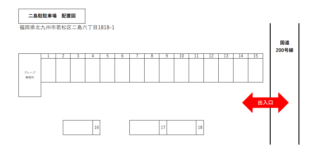 二島駐車場の駐車配置図