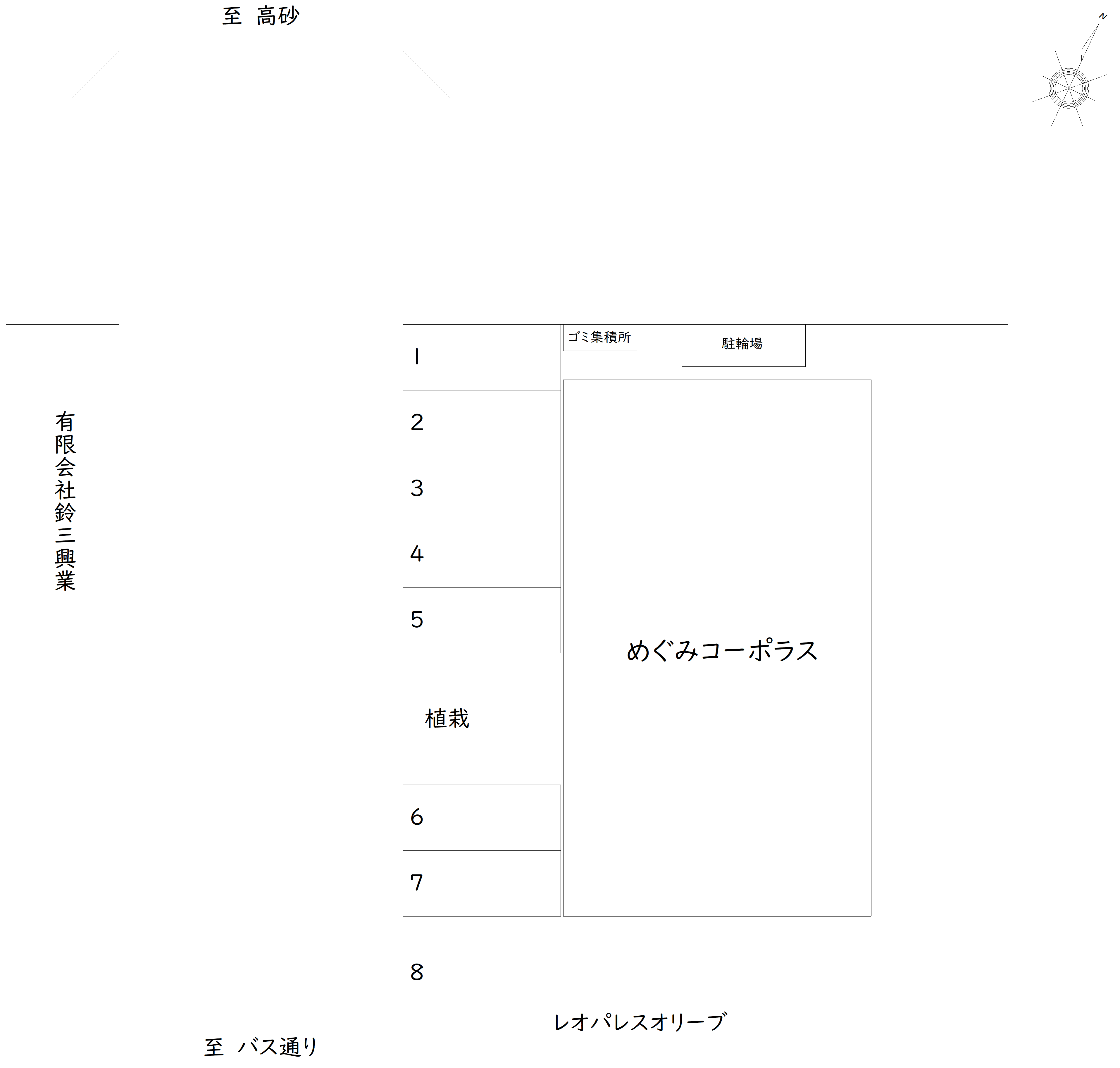 細田4-26-5めぐみコーポラス 駐車場の駐車配置図
