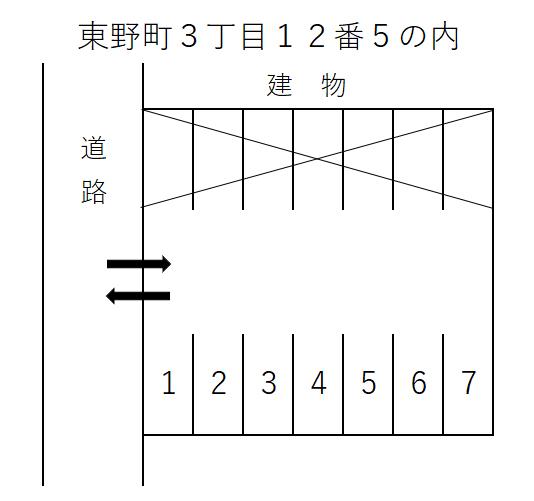 東野町３丁目１２番５の内の駐車配置図