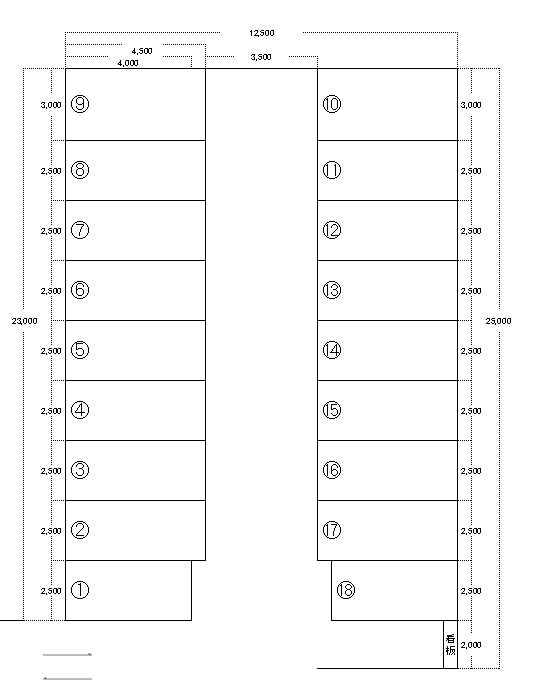 三郎1丁目パーキングの駐車配置図