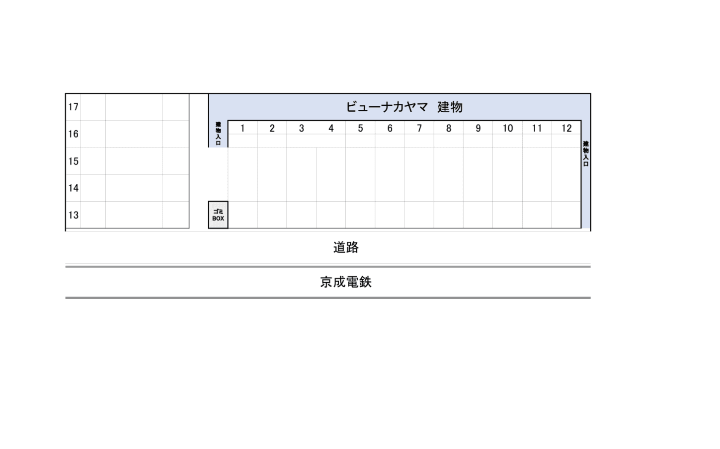 ビューナカヤマ駐車場の駐車配置図