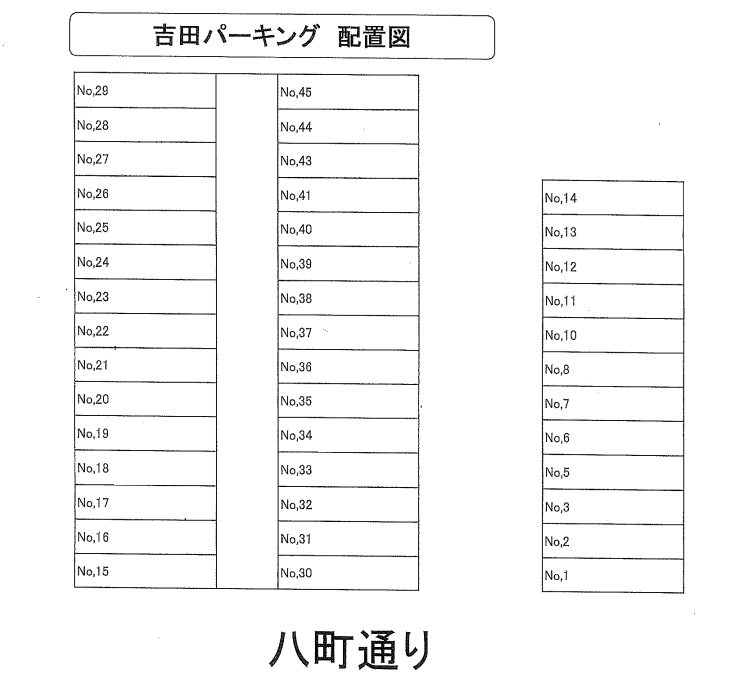 吉田パーキングの駐車配置図