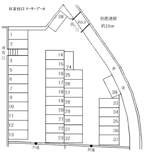 日吉台口 ﾓｰﾀｰﾌﾟｰﾙの駐車配置図