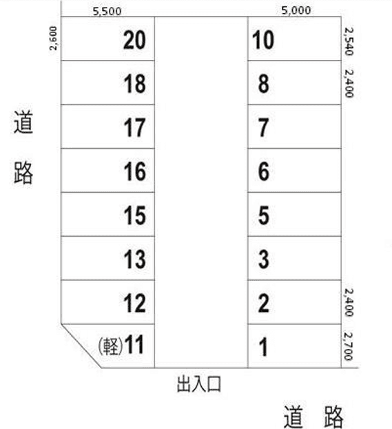 西野モータープールの駐車配置図