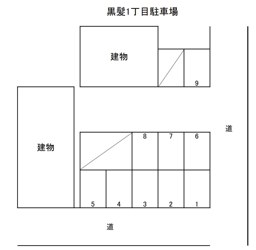 黒髪1丁目駐車場の駐車配置図
