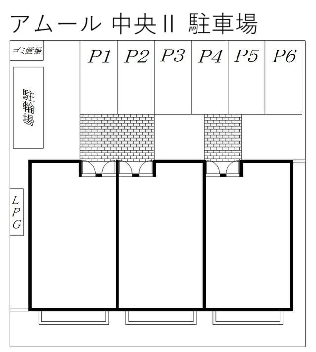 アムール 中央Ⅱ 駐車場の駐車配置図