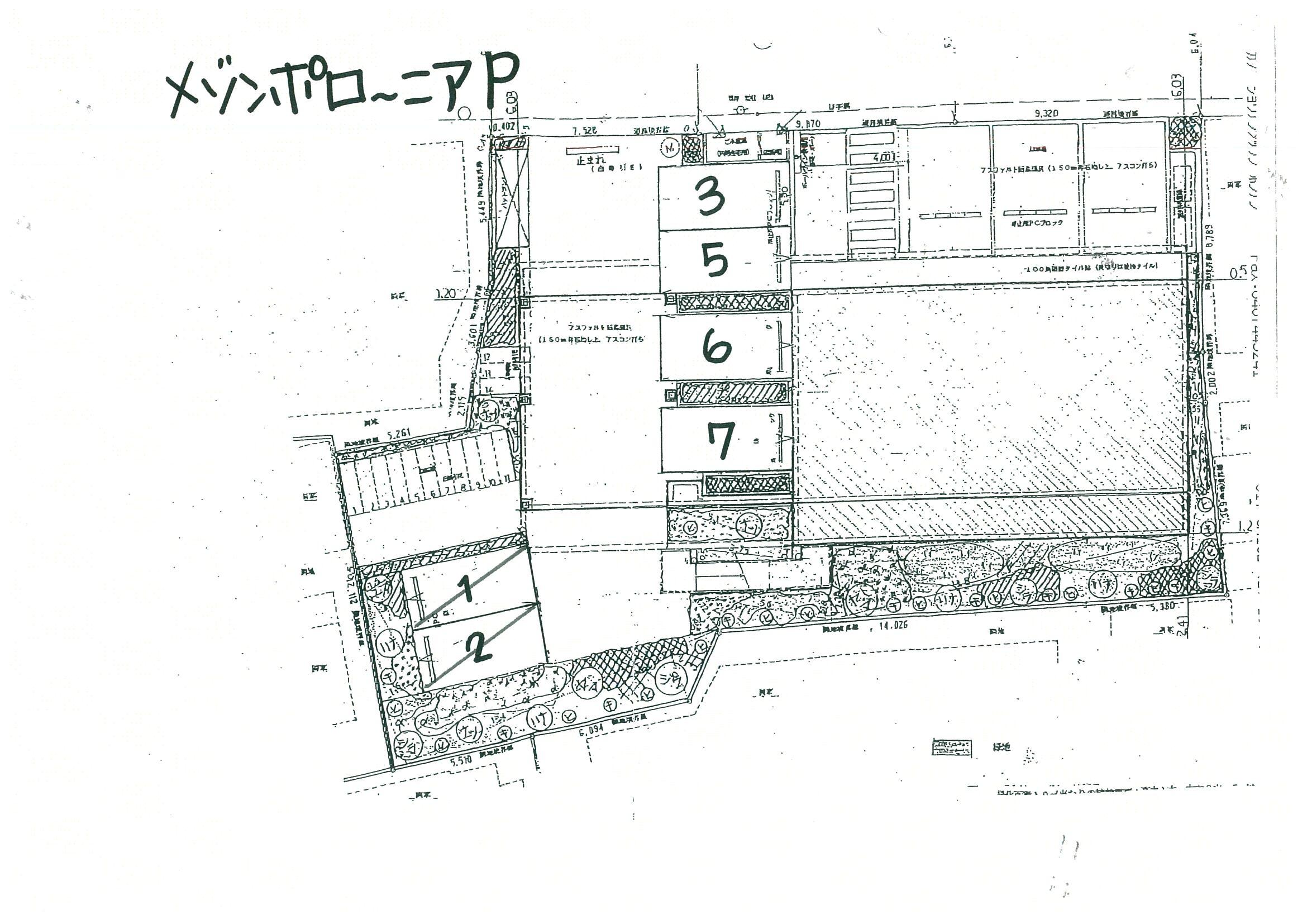 メゾンポローニア駐車場の駐車配置図