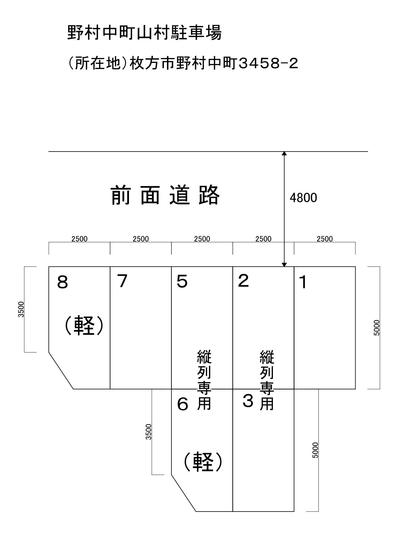 野村中町山村駐車場の駐車配置図
