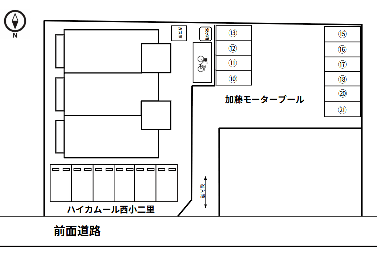 加藤モータープールの駐車配置図