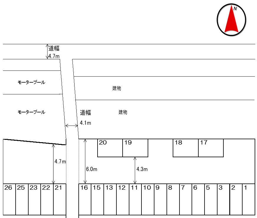 建部貞モータープールの駐車配置図