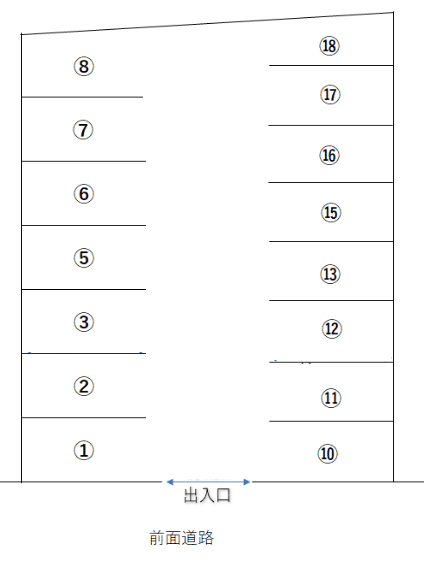 三住町横田モータープールの駐車配置図