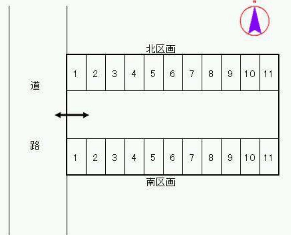 和田町77-1S駐車場の駐車配置図