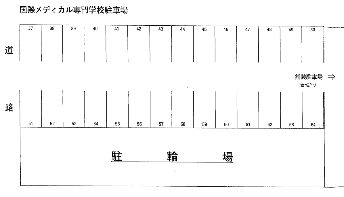 国際メディカル専門学校駐車場の駐車配置図