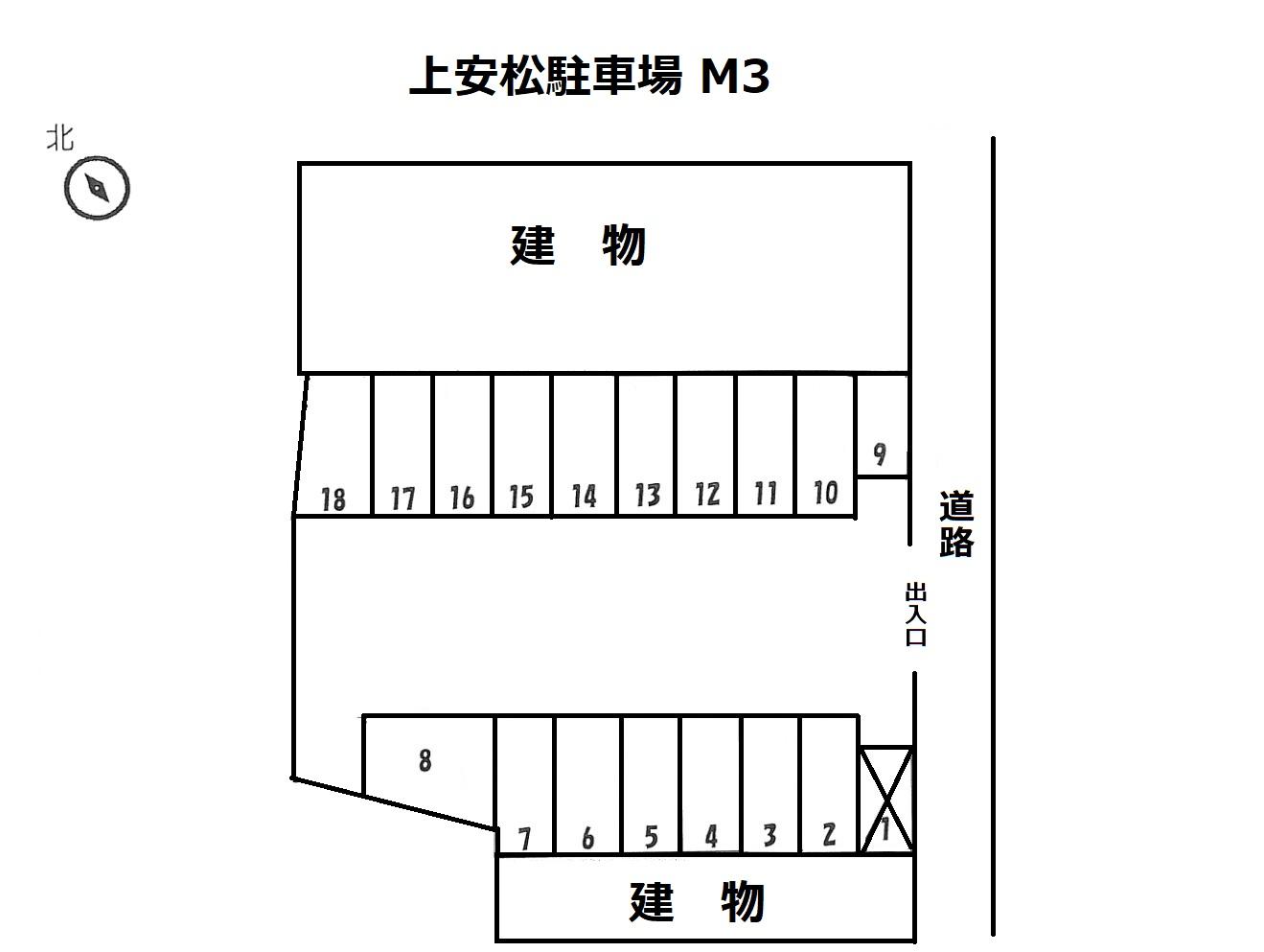 上安松駐車場の駐車配置図