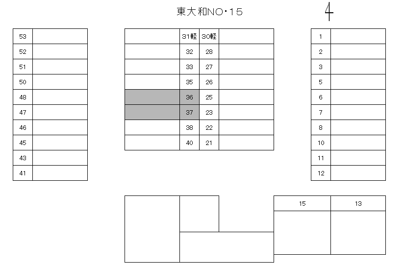 東大和－１５の駐車配置図