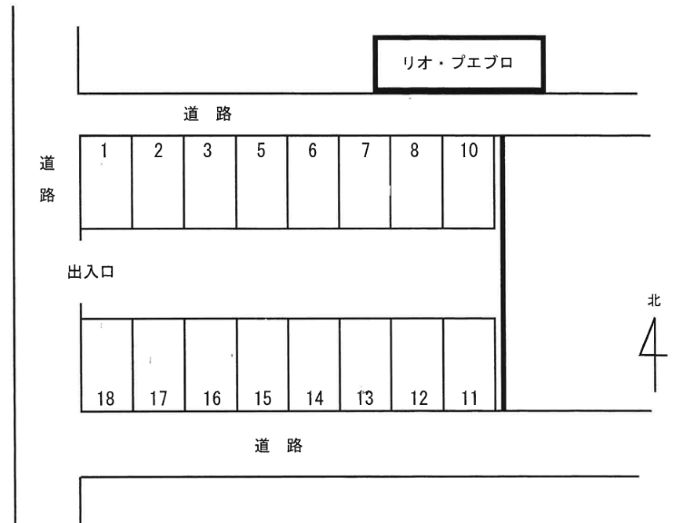 佐野市朝日町駐車場の駐車配置図