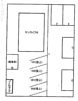 サンライフS第二ガレージの駐車配置図