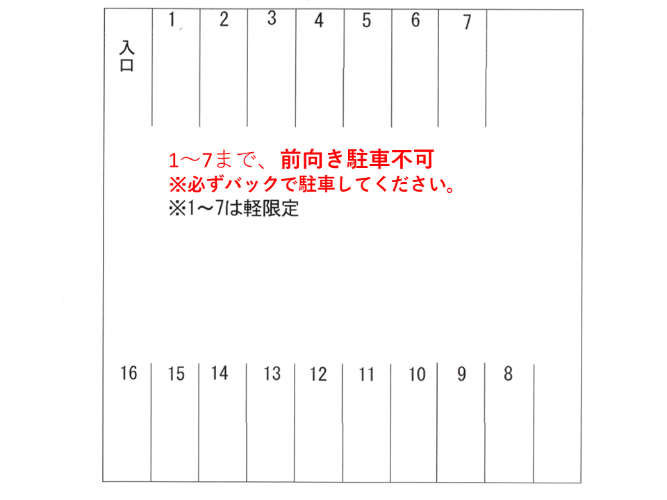 当山パーキングの駐車配置図