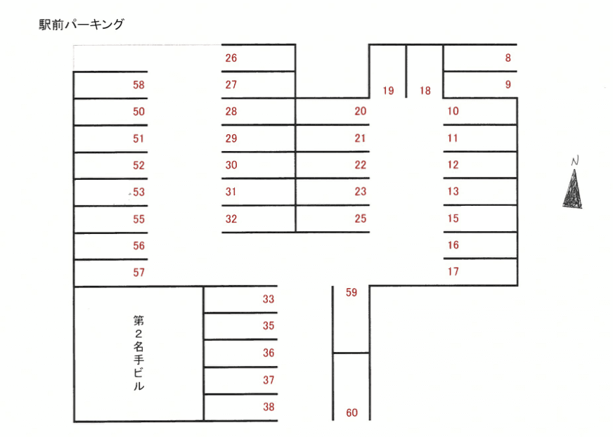 駅前パーキングの駐車配置図