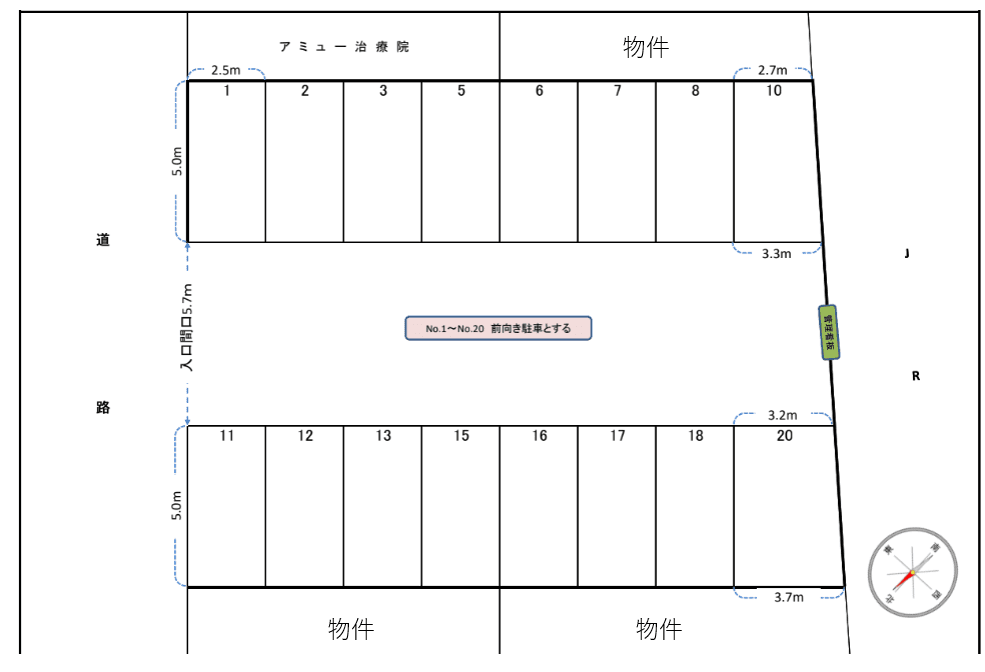 池谷駐車場の駐車配置図